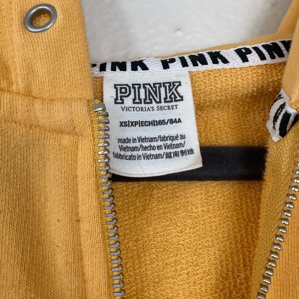 PINK Victoria’s Secret Yellow Quarter Zip Hoodie Sweatshirt Women’s Size XS - Picture 4 of 11